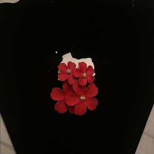 Elegant Red Floral Earrings
